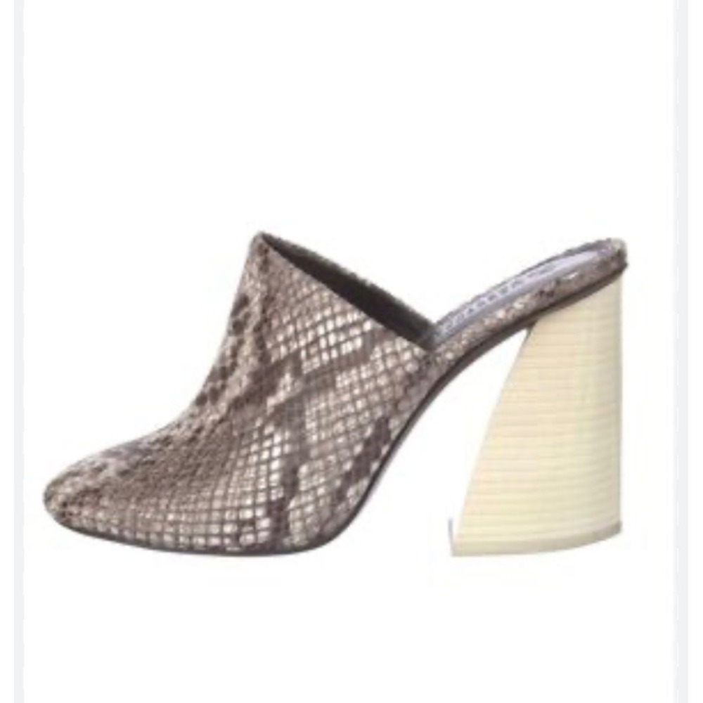 Mercedes Castillo Mules Block Heeled Abia High Chunky Snakeskin Women 7 Taupe